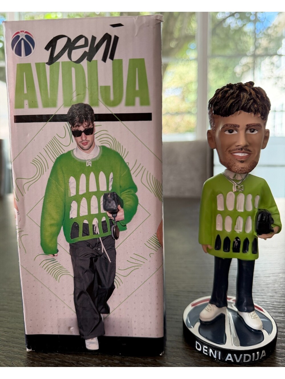 Deni Avdija Bobblehead 2024 SGA Washington Wizards Lifestyle Green Sweater